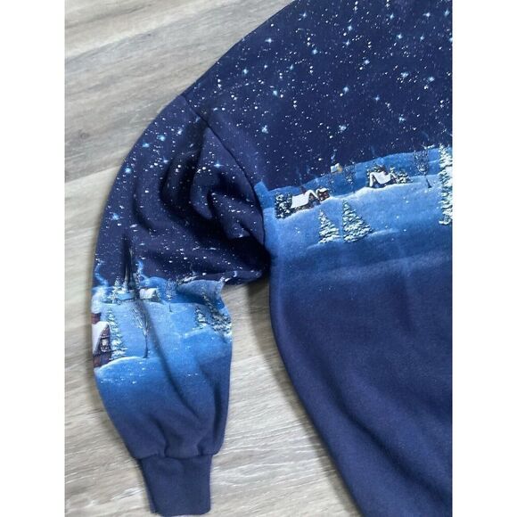 Vtg 90s Guardian Angel Faded AOP Sweatshirt Boxy Art Snow God Heaven Grunge - Picture 10 of 12